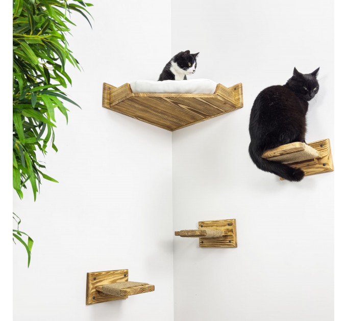 Corner cat bed, natural cozy nook for felines