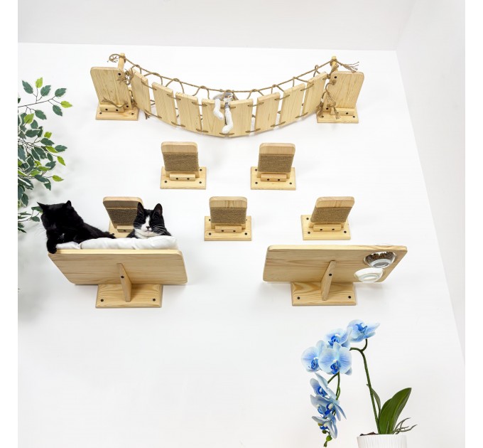 Cat tree with 5 steps - cat bridge cat shelves cat ladder
