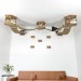 Cat ceiling furniture set with hexagon shelves and wooden floating bridge