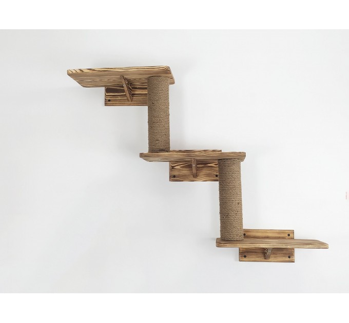 Cat shelves triple wall mounted bed - Multi-level elevated feline retreat