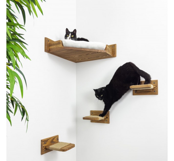Corner cat bed, natural cozy nook for felines