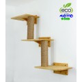 Cat shelves three step wooden bed - Multi-level natural pet haven