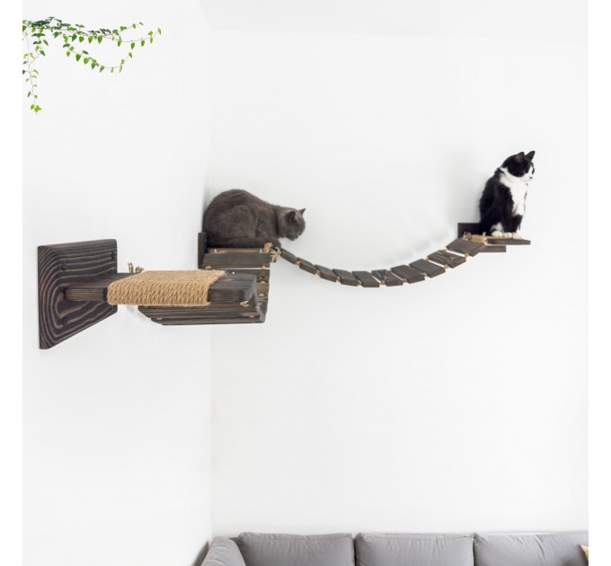 Floating cat bridge and shelves – perfect cat wall playground