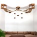 Ceiling mounted hexagon shelf and steps for wall - wooden floating bridge