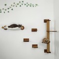Wooden wall mounted furniture set for cats
