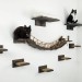 Cat bridge for wall black with 5 steps, cat wall shelves cat wall furniture