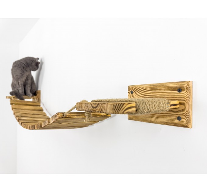 Cat furniture set with bridge and scratcher – cozy climbing tower
