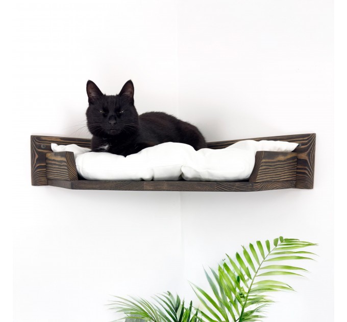 Floating corner cat shelves