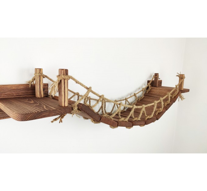 Climbing cat bridge set with feeder and steps – wall-mounted playground