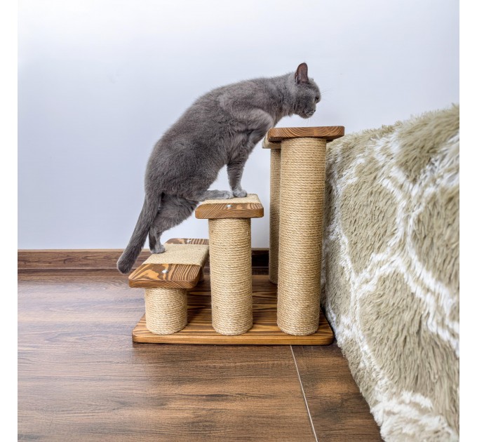 Cat scratching post with wooden pet stairs – comfort and fun