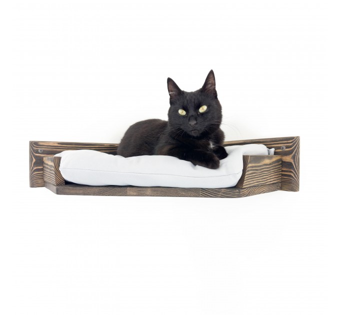 Wall-mounted corner bed for cat – modern wooden design