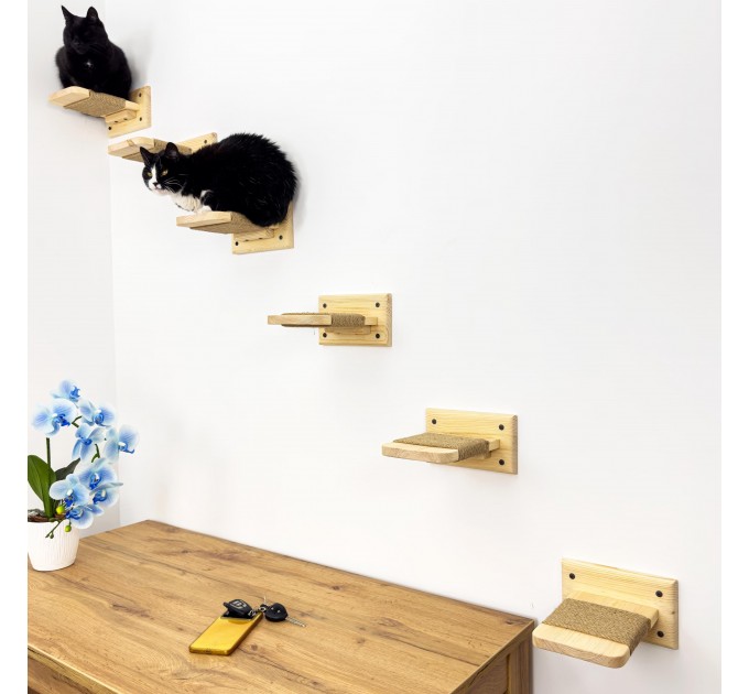 Set cat 6 steps with rope - cat furniture cat shelves cat shelf