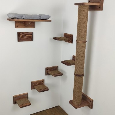 Wooden kitten wall furniture with steps, natural climbing system for young cats