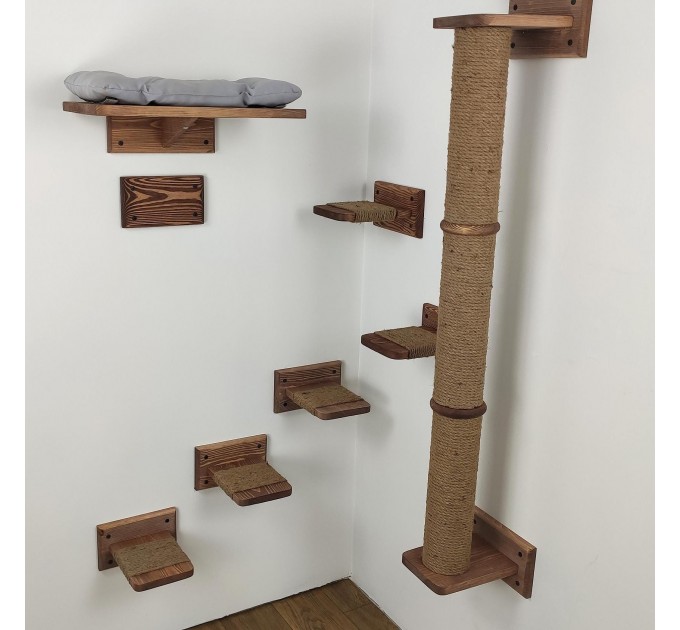 Wooden kitten wall furniture with steps