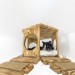 Hexagon shelves with ceiling mounted bridge - wooden ceiling playground set