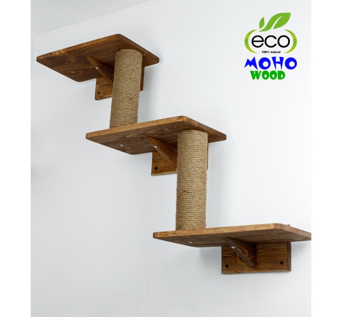 Cat shelves triple wall mounted bed - Multi-level elevated feline retreat