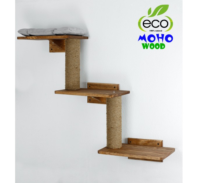 Cat shelves triple wall mounted bed - Multi-level elevated feline retreat