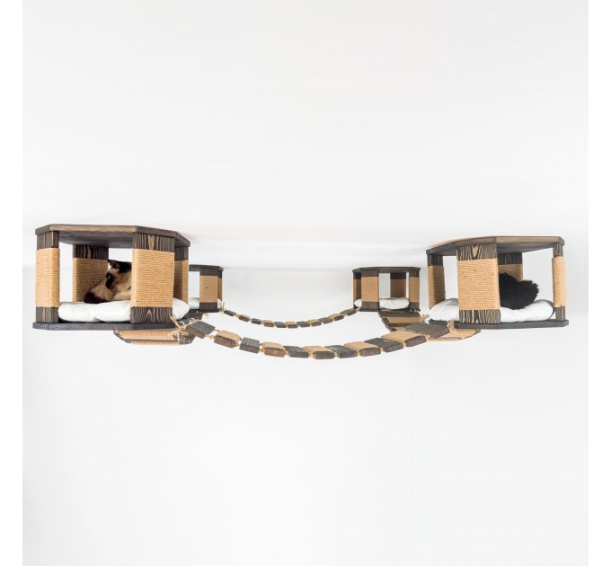 Modern ceiling cat furniture set with octagon house and bridge