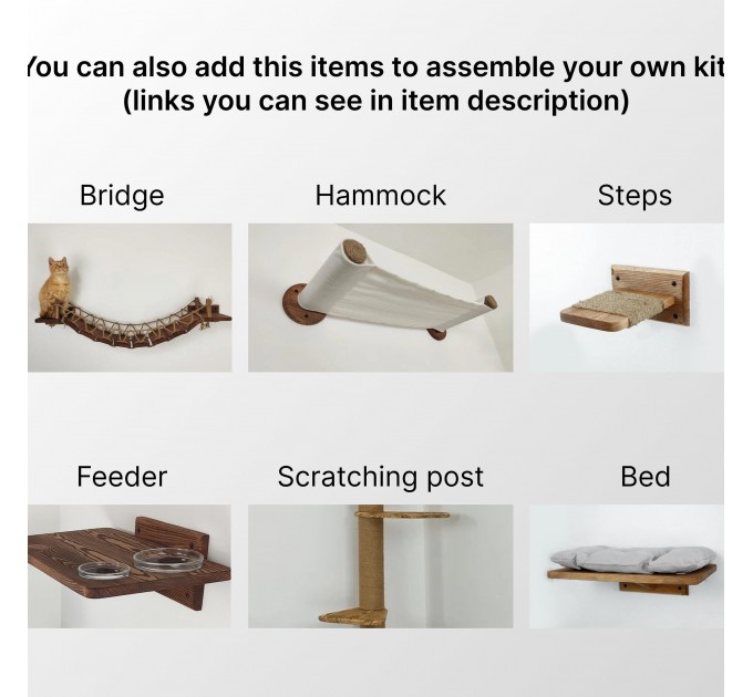 Ceiling mounted hexagon shelf and steps for wall - wooden floating bridge