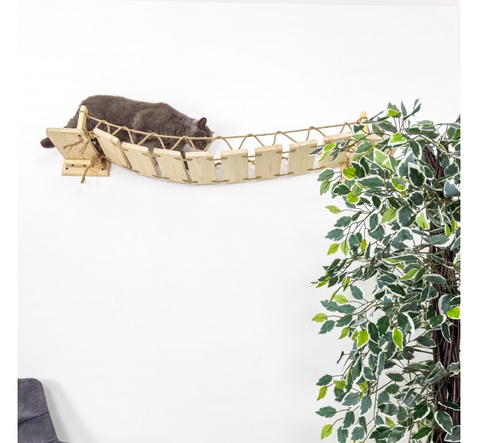 Custom wooden cat bridge for wall – stylish kitten climbing shelf