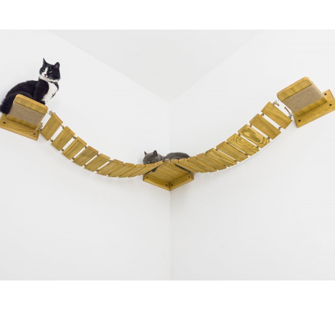 Floating wooden cat bridge – fun kitten wall furniture