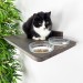 Wall mounted wooden cat rack furniture with 2 food and water bowls
