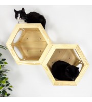 Hexagon wooden wall bed for cats – modern furniture for kittens