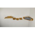 Wall wood cat shelf with two bowls
