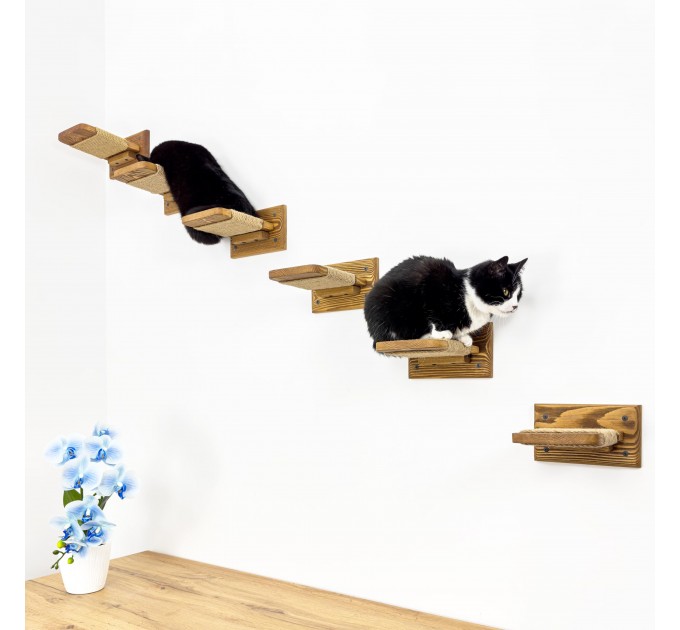 6-steps, wall-mounted cat stairs