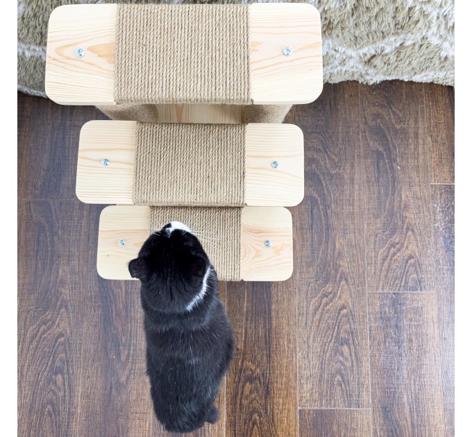 Cat scratching post with wooden pet stairs – comfort and fun