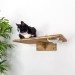 Wall mounted wooden cat rack furniture with 2 food and water bowls