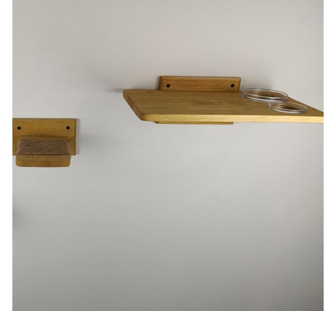 Cat wall steps and feeder shelf