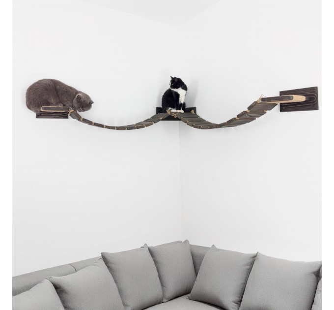 Floating cat bridge and shelves – perfect cat wall playground