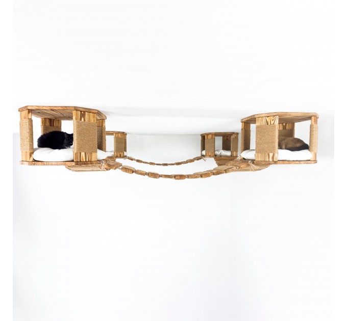 Modern ceiling cat furniture set with octagon house and bridge