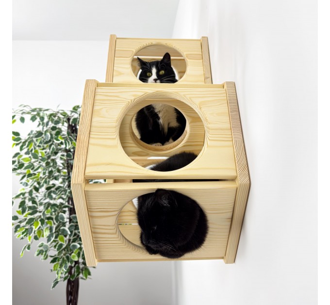 Wooden hexagon cat house – comfortable wall bed