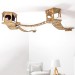 Wall-mounted bed and bridge with wooden kitten house