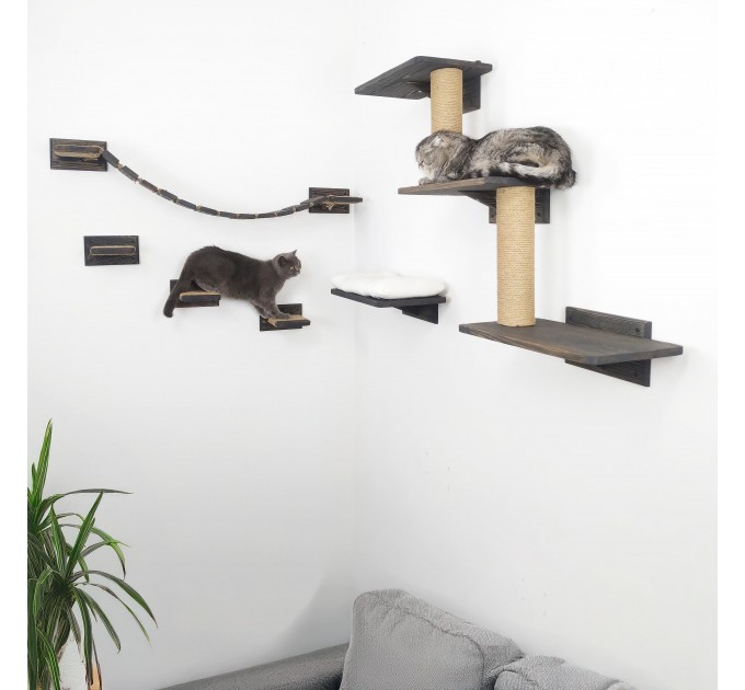 Modern wooden cat wall furniture with bridge