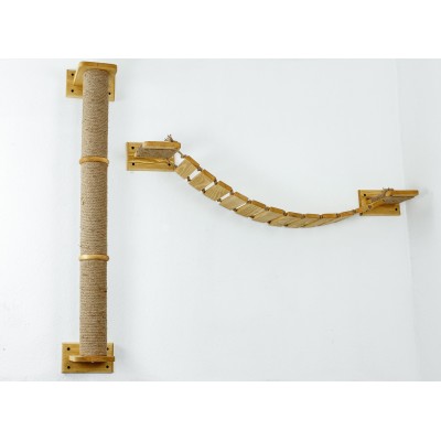 Wall-mounted cat bridge set – wooden bridge and scratching post