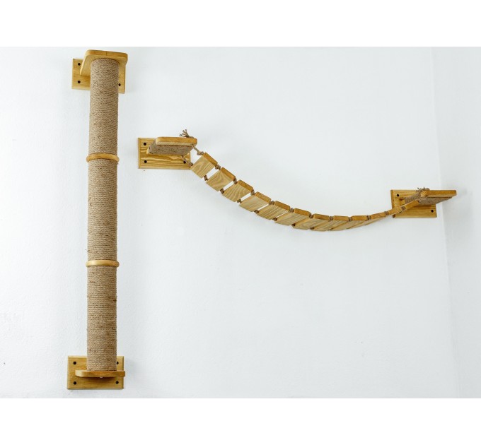 Cat furniture set with bridge and scratcher – cozy climbing tower