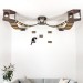 Ceiling mounted hexagon shelf and steps for wall - wooden floating bridge