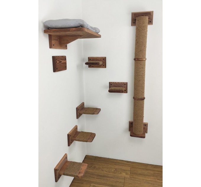 Wooden kitten wall furniture with steps