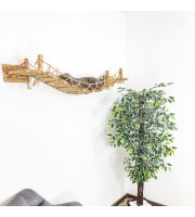 Cat climbing bridge – wall-mounted wooden walkway with floating shelves