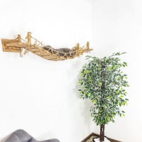 Cat climbing bridge – wall-mounted wooden walkway with floating shelves