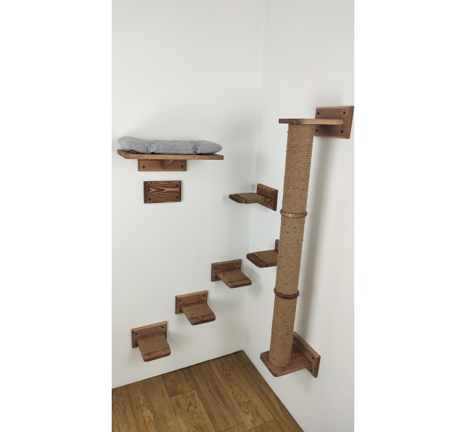 Wooden kitten wall furniture with steps
