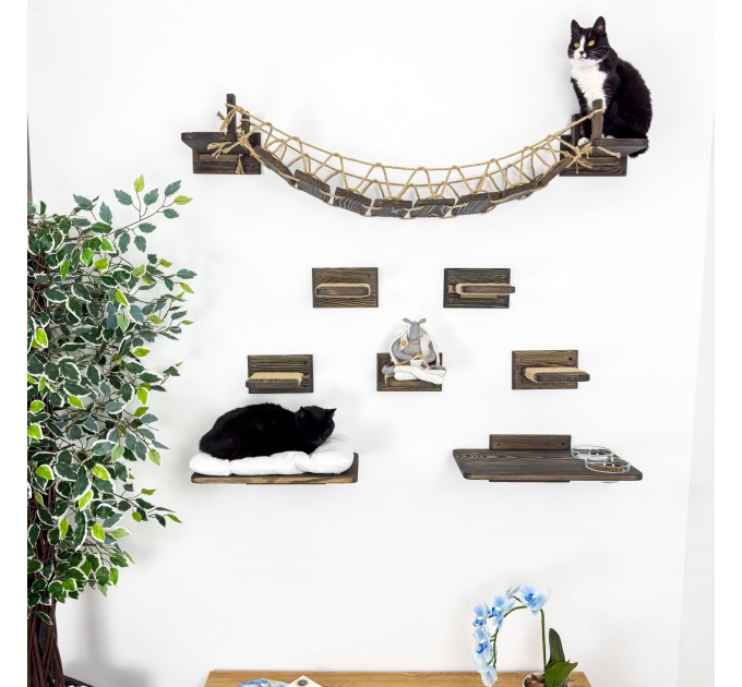 Cat tree with 5 steps - cat bridge cat shelves cat ladder
