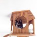 Wall-mounted bed and bridge with wooden kitten house