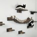 Cat bridge for wall black with 5 steps, cat wall shelves cat wall furniture