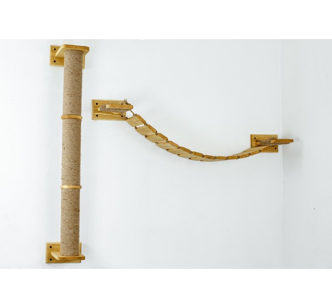 Cat furniture set with bridge and scratcher – cozy climbing tower