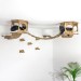 Ceiling mounted hexagon shelf and steps for wall - wooden floating bridge
