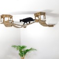 Wall-mounted bed and bridge with wooden kitten house